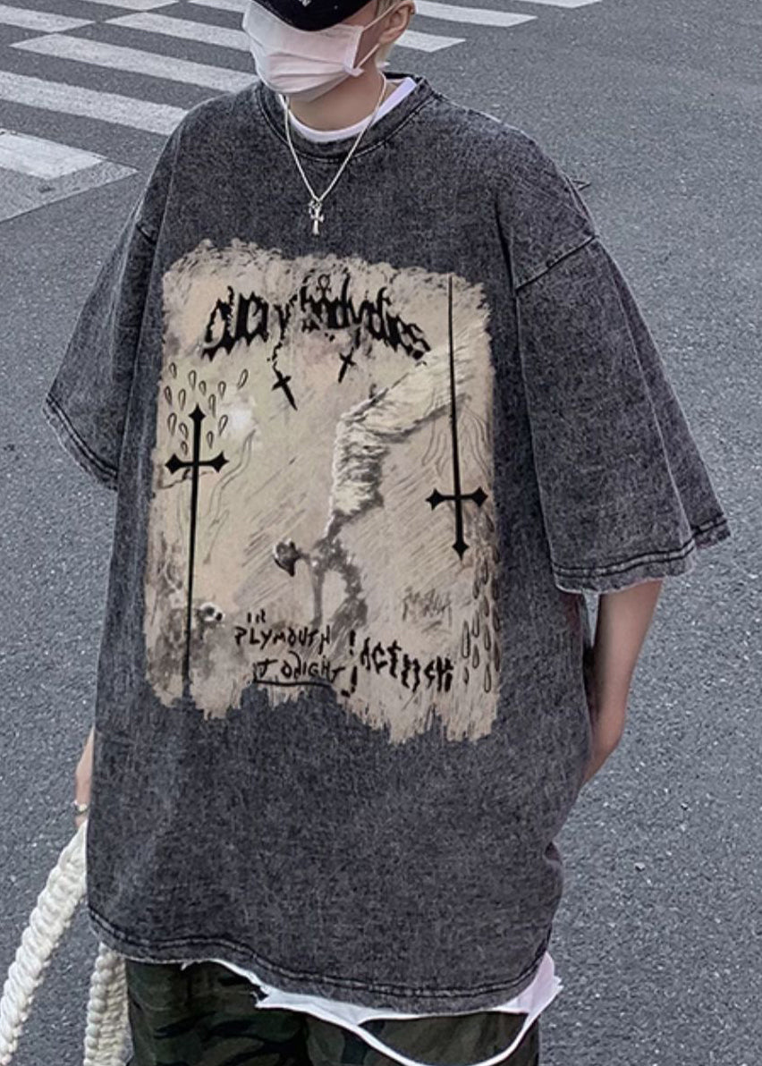 O Black T Cotton Graphic Mens Shirts Neck Design Original Half