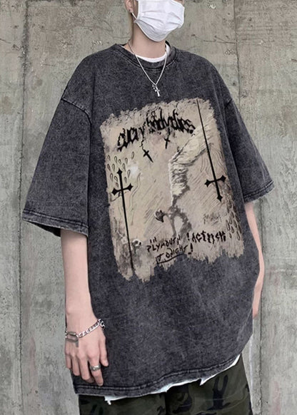 O Black T Cotton Graphic Mens Shirts Neck Design Original Half