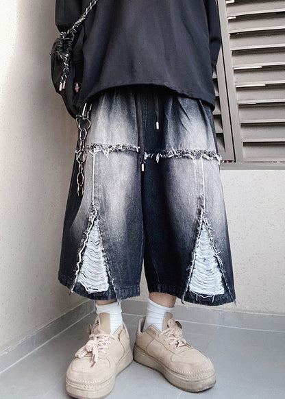 Oversized Original Waist Shorts Men Elastic Summer Design Black