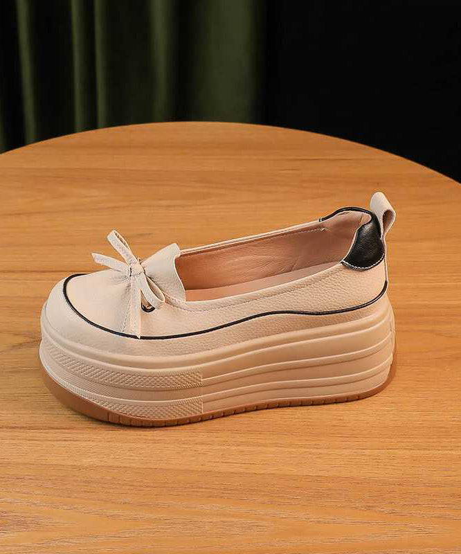 Shoes Leather Platform Splicing Black Unique Faux