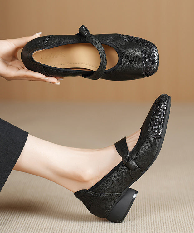 Sheepskin Comfortable Shoes Splicing Chunky Black