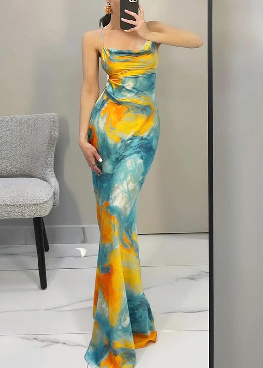 Strap Blue Up Dress Backless Sleeveless Lace Spaghetti