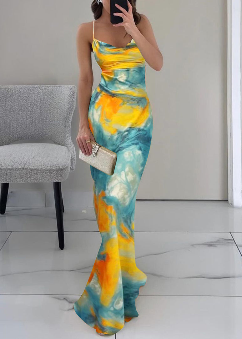 Strap Blue Up Dress Backless Sleeveless Lace Spaghetti