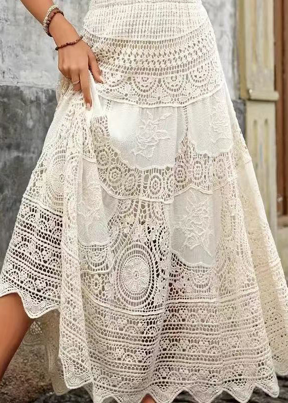 Out Hollow Bohemian A Apricot Skirts Lace Summer Line