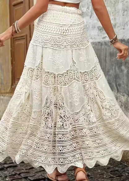 Out Hollow Bohemian A Apricot Skirts Lace Summer Line