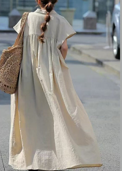 Dress Shirt Cotton Oversized Bohemian Summer Beige