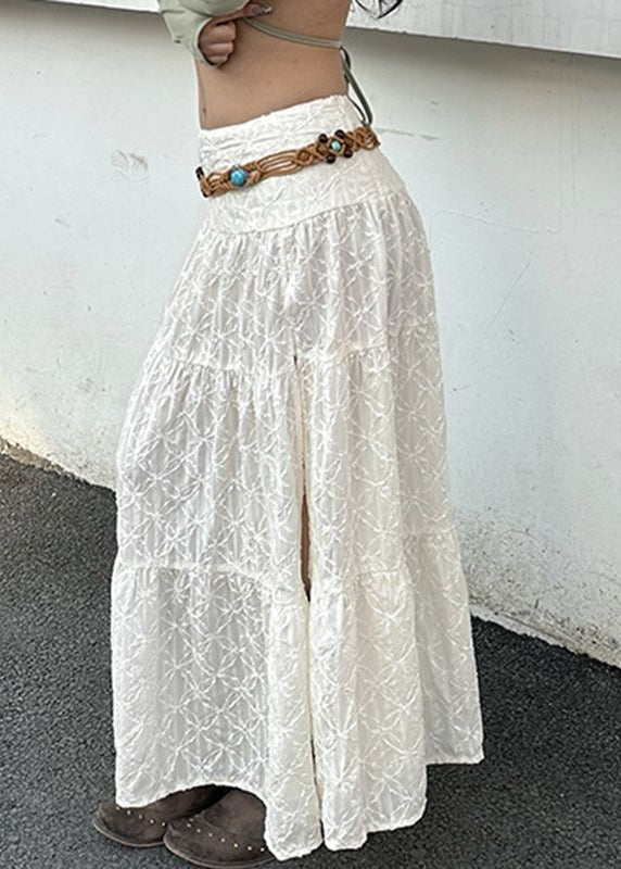 Side Bohemian Waist Open Beige Summer Skirts Cotton High