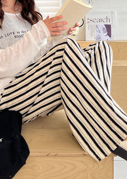 Straight Bohemian Waist Print Pants Elastic Cotton Summer