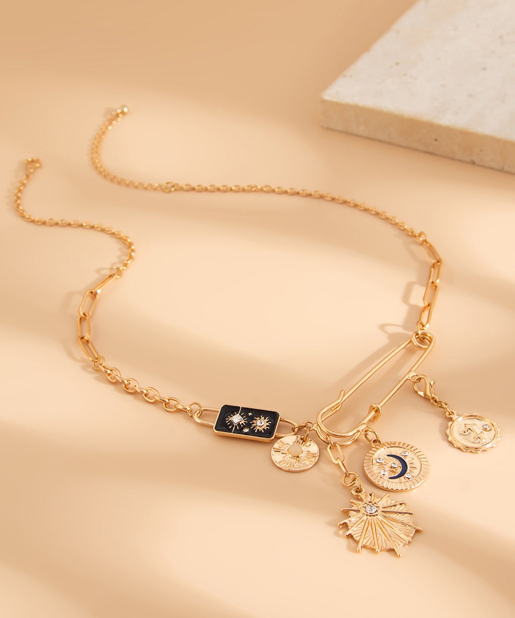 Pin Zircon Asymmetrical Bohemian Copper Cross Gold Alloy Pendant