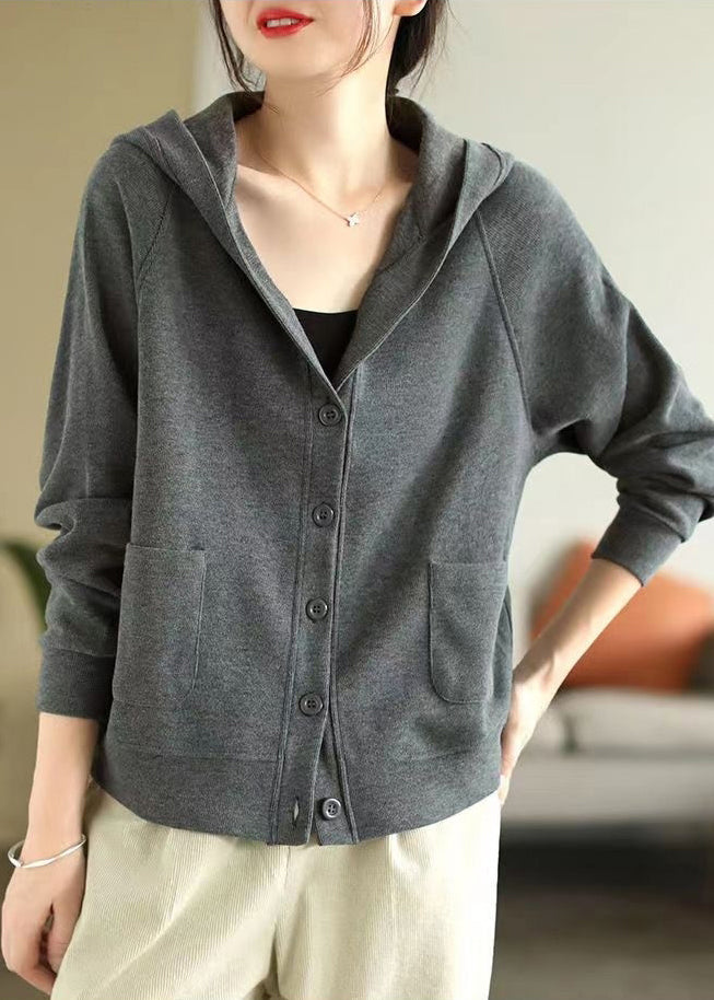 Bohemian Grey Hooded Cotton Coats Spring TJ017