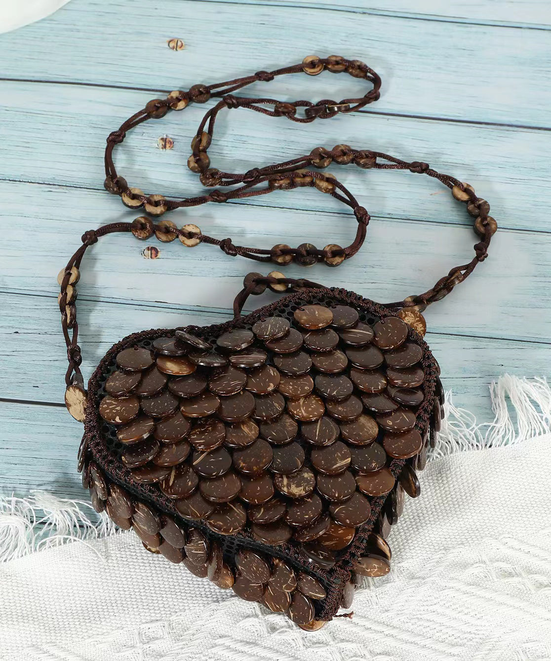 Bohemian Heart Handmade Beaded Diagonal Cross Bag HJ1043