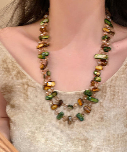 Bead Gratuated Rainbow Bohemian Beading Shell Necklace Alloy