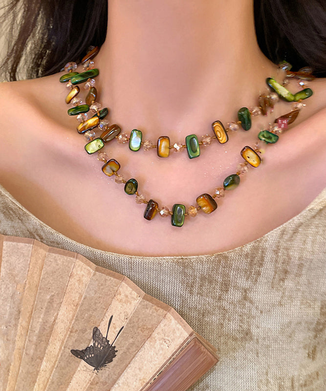 Bead Gratuated Rainbow Bohemian Beading Shell Necklace Alloy