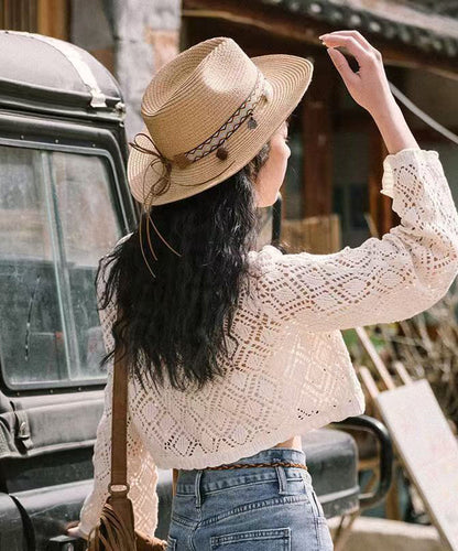 Style Hat Bohemian Holiday Cowboy Woven Beach Straw