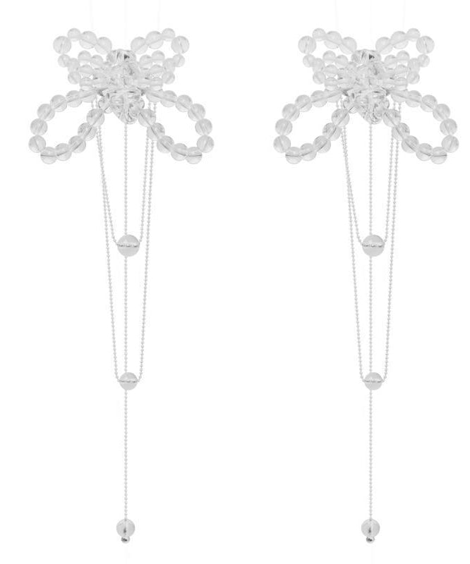 Alloy Tassel Butterfly Crystal Earrings Drop Bohemian White