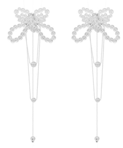 Alloy Tassel Butterfly Crystal Earrings Drop Bohemian White