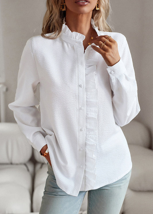 Shirts Bohemian White Fall Button Solid
