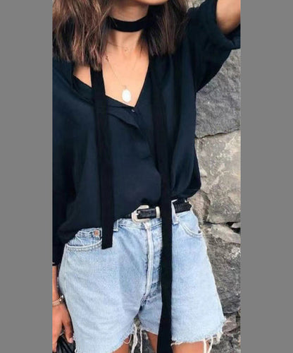 Bohemian White Cloth Bow Ribbon Necklace YU008