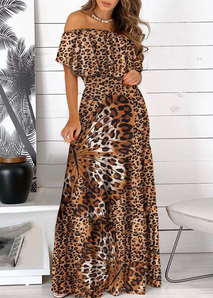 Print Shoulder Yellow Cold Bohemian Wrinkled Dress Short Maxi