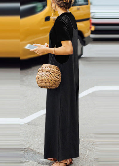 Neck Jumpsuit Army Green Slash Boho Sleeveless Solid