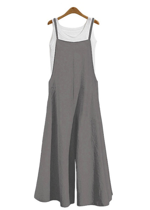 Neck Jumpsuit Army Green Slash Boho Sleeveless Solid