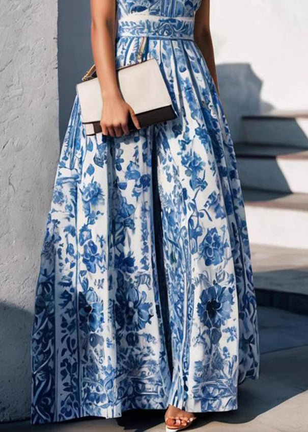 Boho Print Collar Blue Pan Dress Peter Baby Summer Maxi