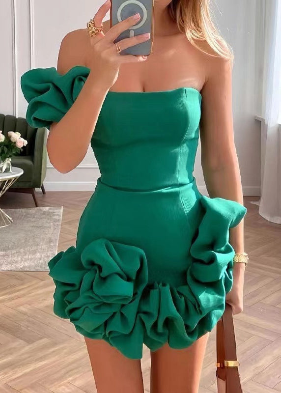 Strapless Summer Blue Dress Boho Backless Wraped