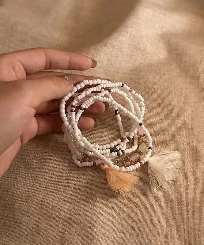 Bracelet Boho Hand Beading Multilayer Woven Tassel Charm Blue