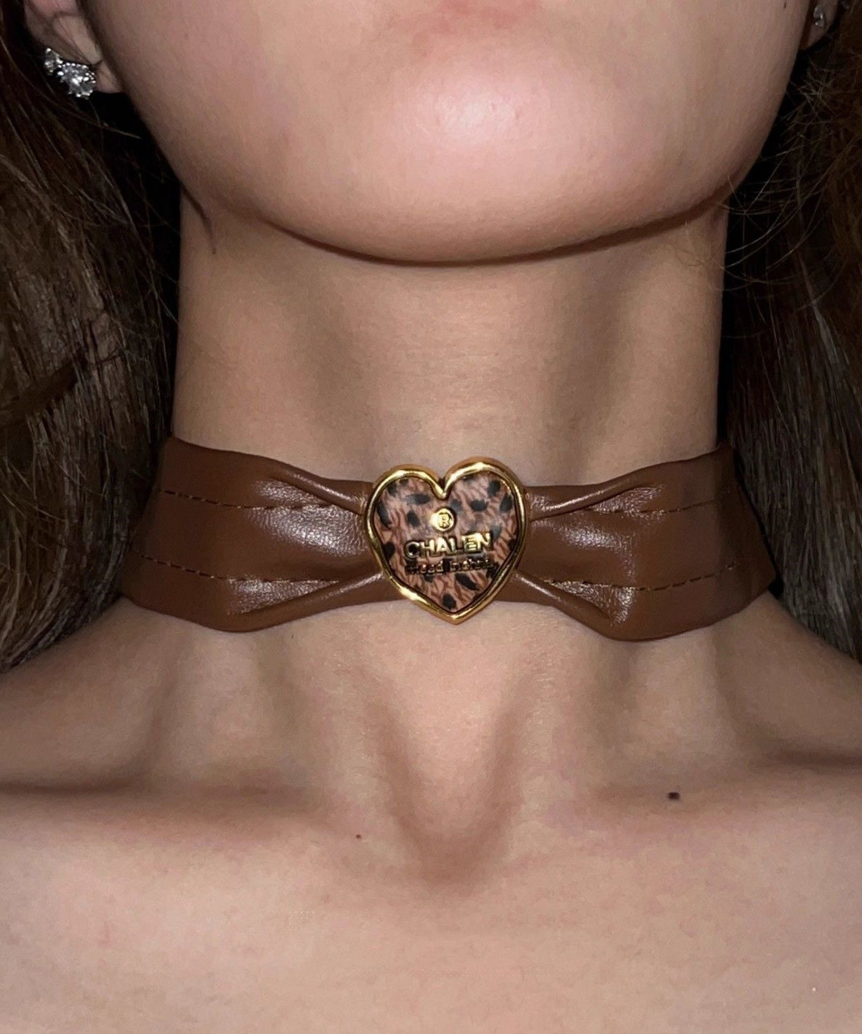 Patchwork Leather Brown Boho Love Choker