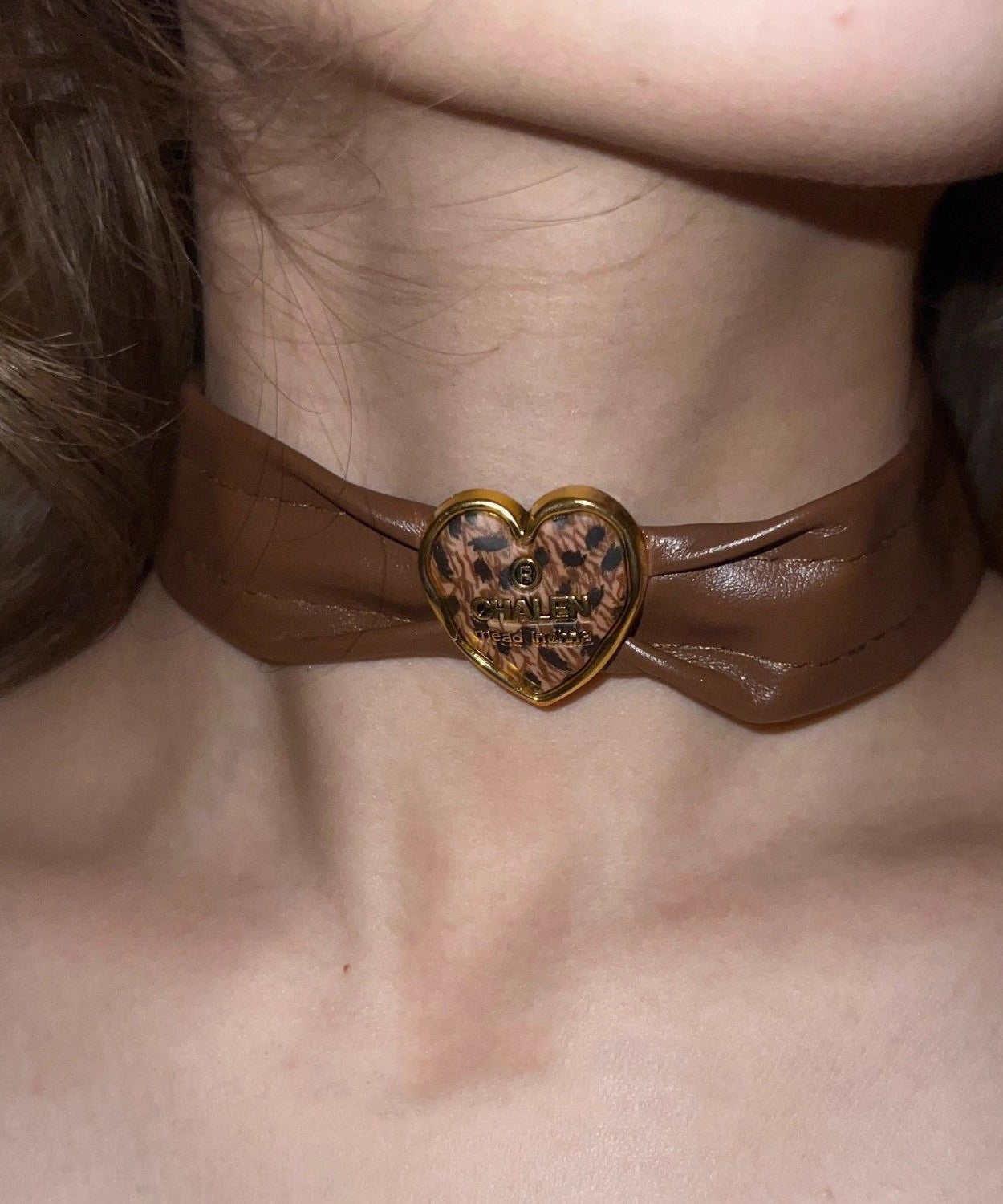 Patchwork Leather Brown Boho Love Choker