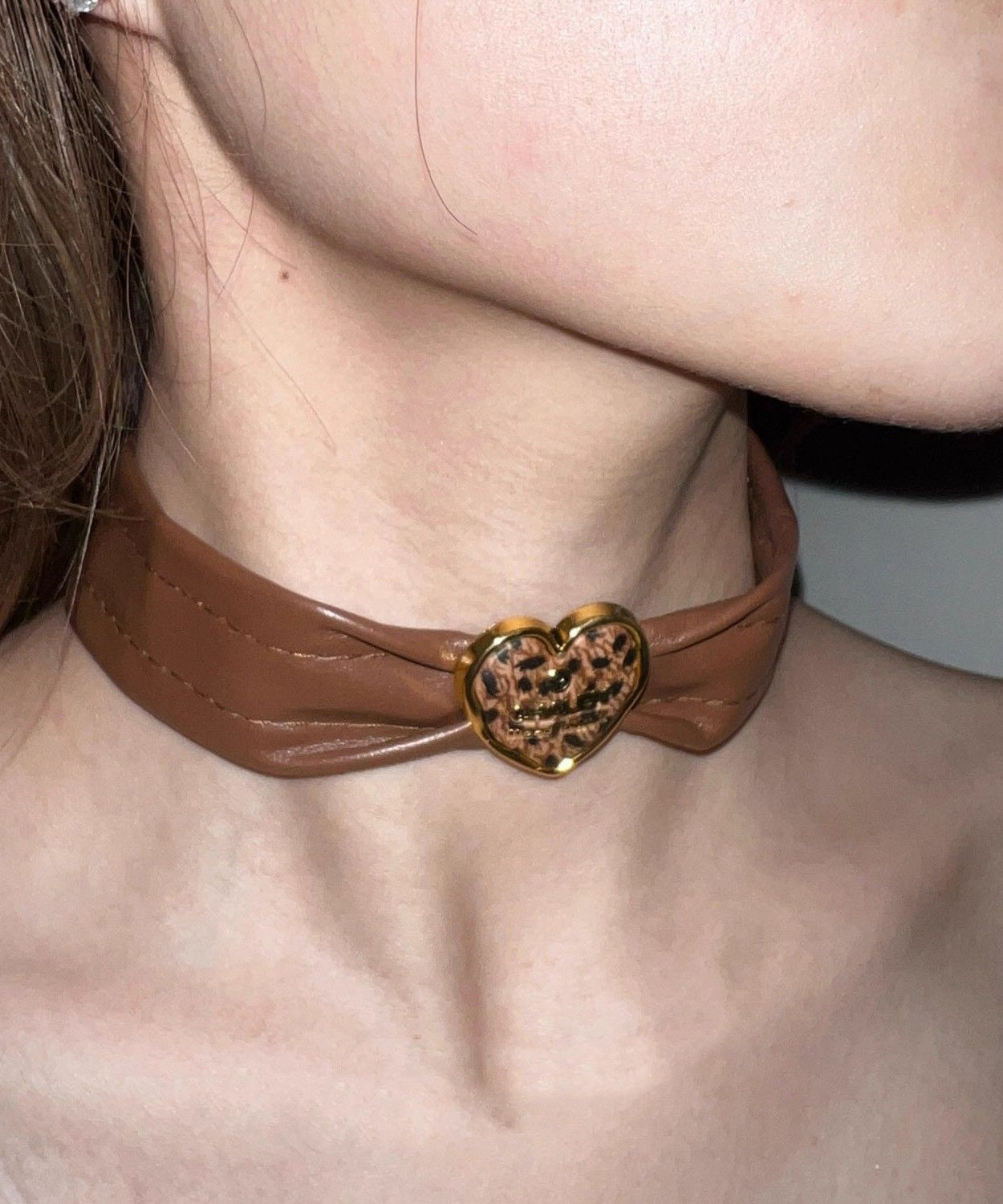 Patchwork Leather Brown Boho Love Choker