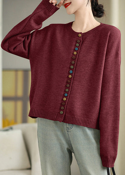 Boho Dull Grey Colorful Buttons Knit Cardigans Spring TM020