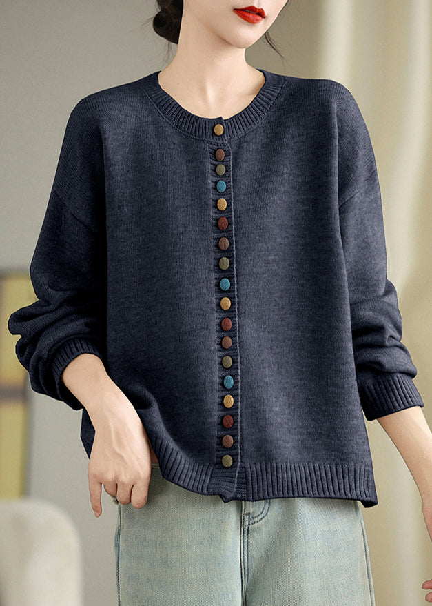 Boho Dull Grey Colorful Buttons Knit Cardigans Spring TM020
