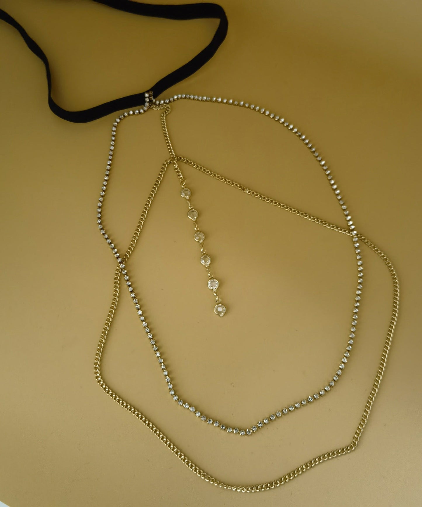 Alloy Gold Body Chain Boho Elastic Zircon