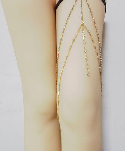 Alloy Gold Body Chain Boho Elastic Zircon