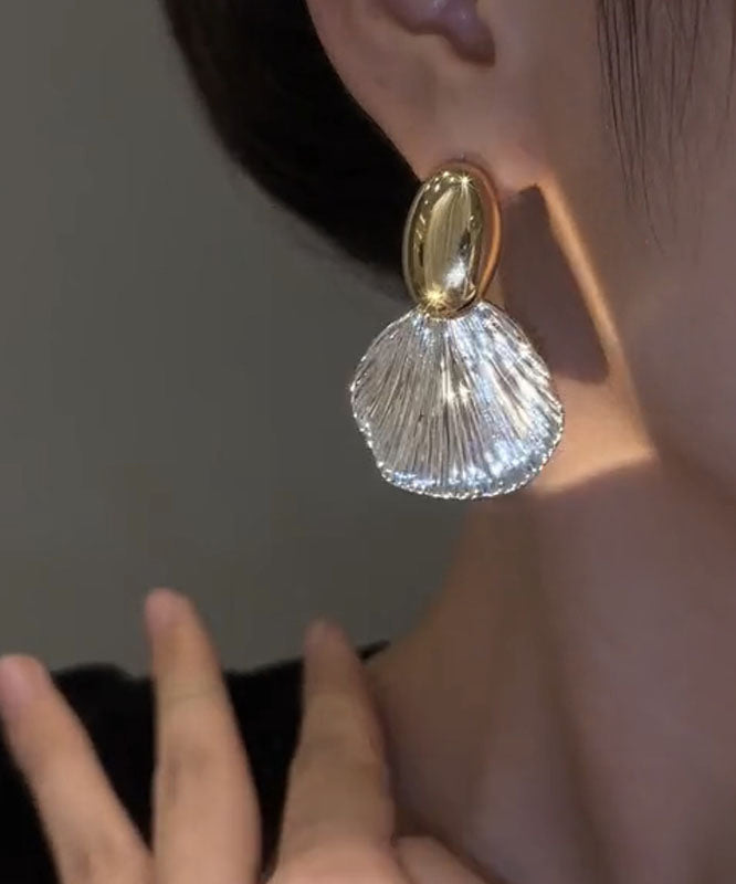 Earrings Boho Leaf Drop Copper Gold Alloy