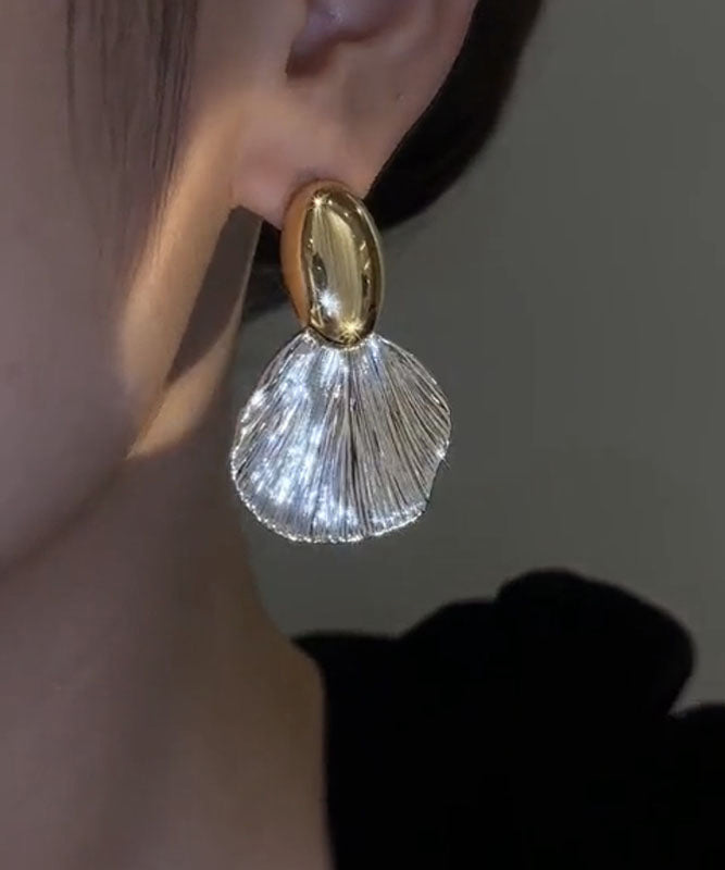 Earrings Boho Leaf Drop Copper Gold Alloy