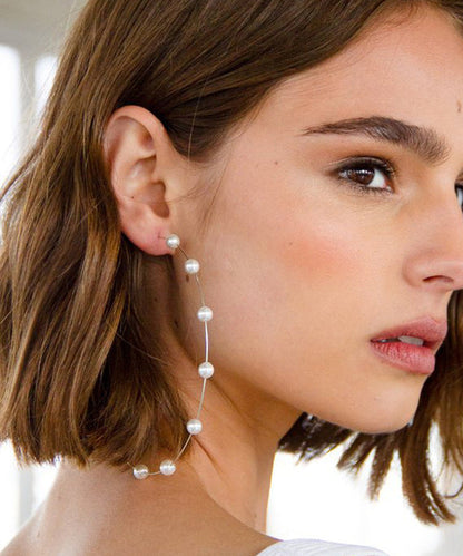 Boho Gold Copper Alloy Pearl Hoop Earrings YA031