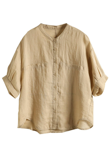 Green Summer Oversized Shirt Boho Top Linen