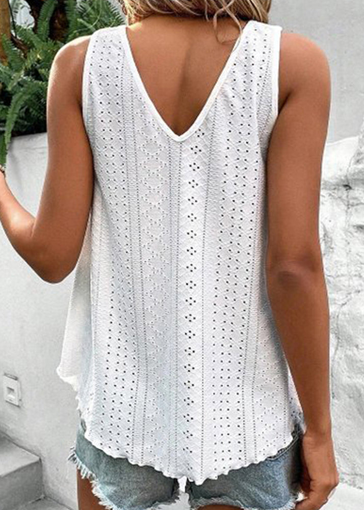 Patchwork Green Out Hollow Boho Summer Tanks