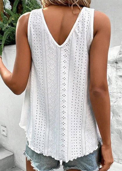 Patchwork Green Out Hollow Boho Summer Tanks