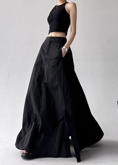 Side Exra Summer Grey Line A Open Boho Hem Skirt Large