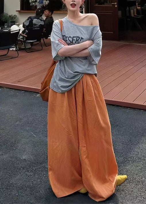 Print Grey And Cotton Boho Leg Oversized Pant Wide Two Tank