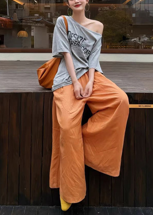 Print Grey And Cotton Boho Leg Oversized Pant Wide Two Tank