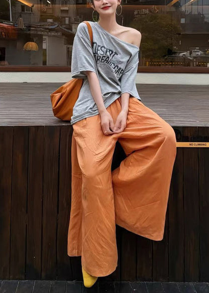 Print Grey And Cotton Boho Leg Oversized Pant Wide Two Tank