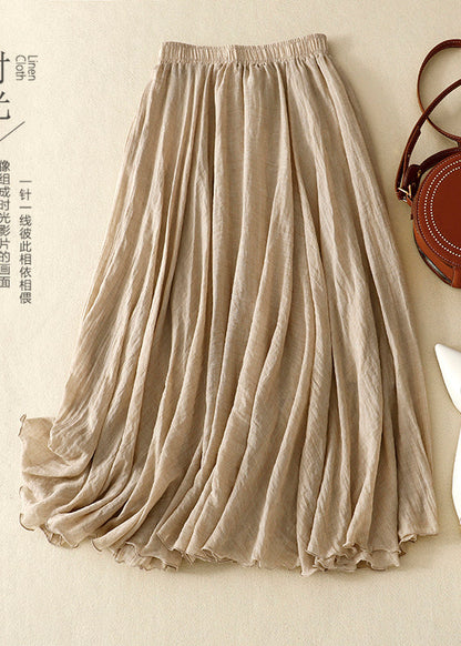 Boho Exra Skirts Linen Khaki Large Spring Hem