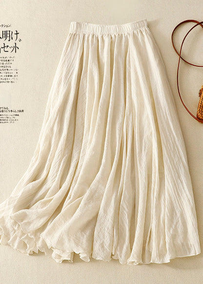 Boho Exra Skirts Linen Khaki Large Spring Hem