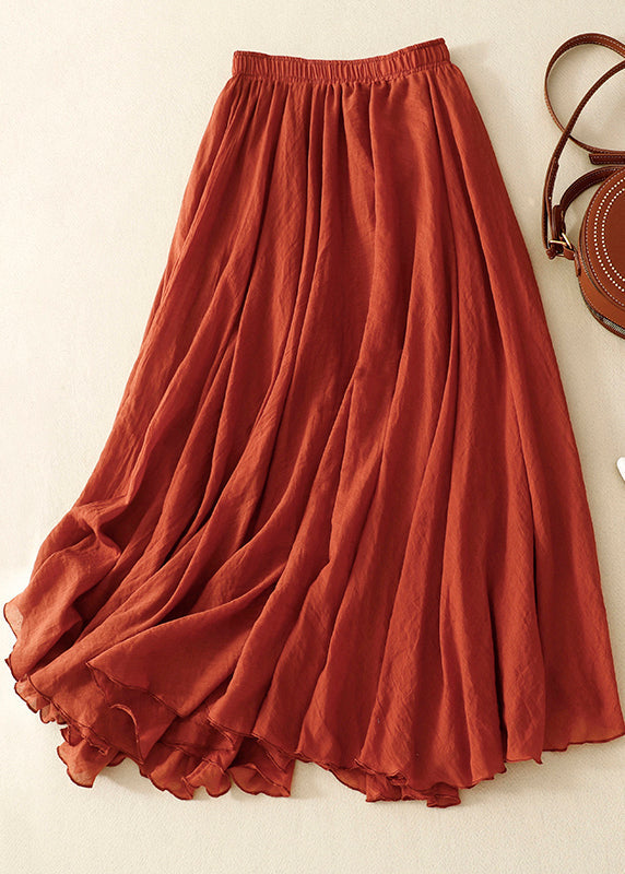 Boho Exra Skirts Linen Khaki Large Spring Hem