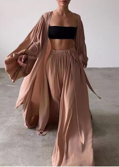 Three Set Khaki Sleeve Chiffon Lantern Pieces Boho Oversized