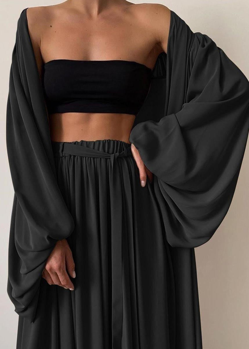 Three Set Khaki Sleeve Chiffon Lantern Pieces Boho Oversized